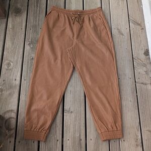 SzL Bagatelle Collection Brown Fuex Leather Joggers